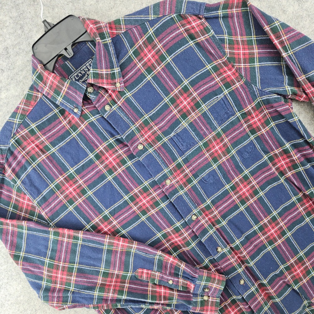 Cactus Flannel Shirt Men's Large Blue Red Plaid Long Sleeve Button Down Fall